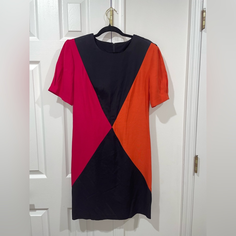Vintage David Benjamin Colorblock Dress Geometric Retro 80s 90s Made In USA Sz M